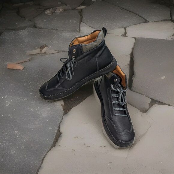 FLYLAND Men's Fashion Vintage Chukka Leather Ankle Boots Handmade Sz 13 - Picture 3 of 7